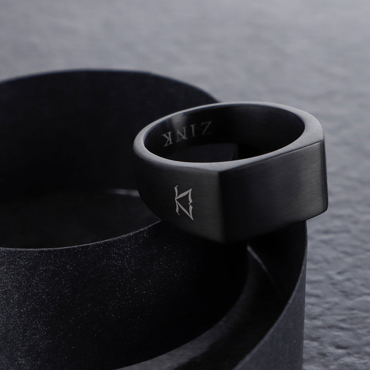 ZINK Men's Black Stainless Steel Ring | ZJRG042B