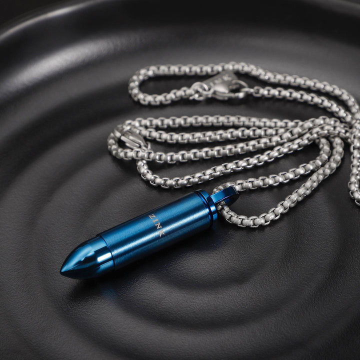 ZINK Men's Stainless Steel Necklace - Silver & Blue | ZJPD015BL