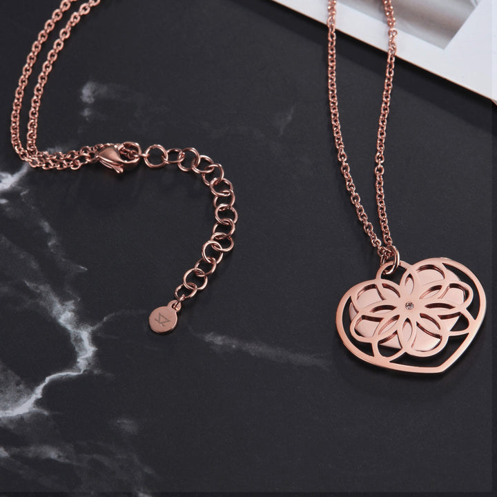 ZINK Women's Rose Gold Stainless Steel Necklace | ZFNL004RG