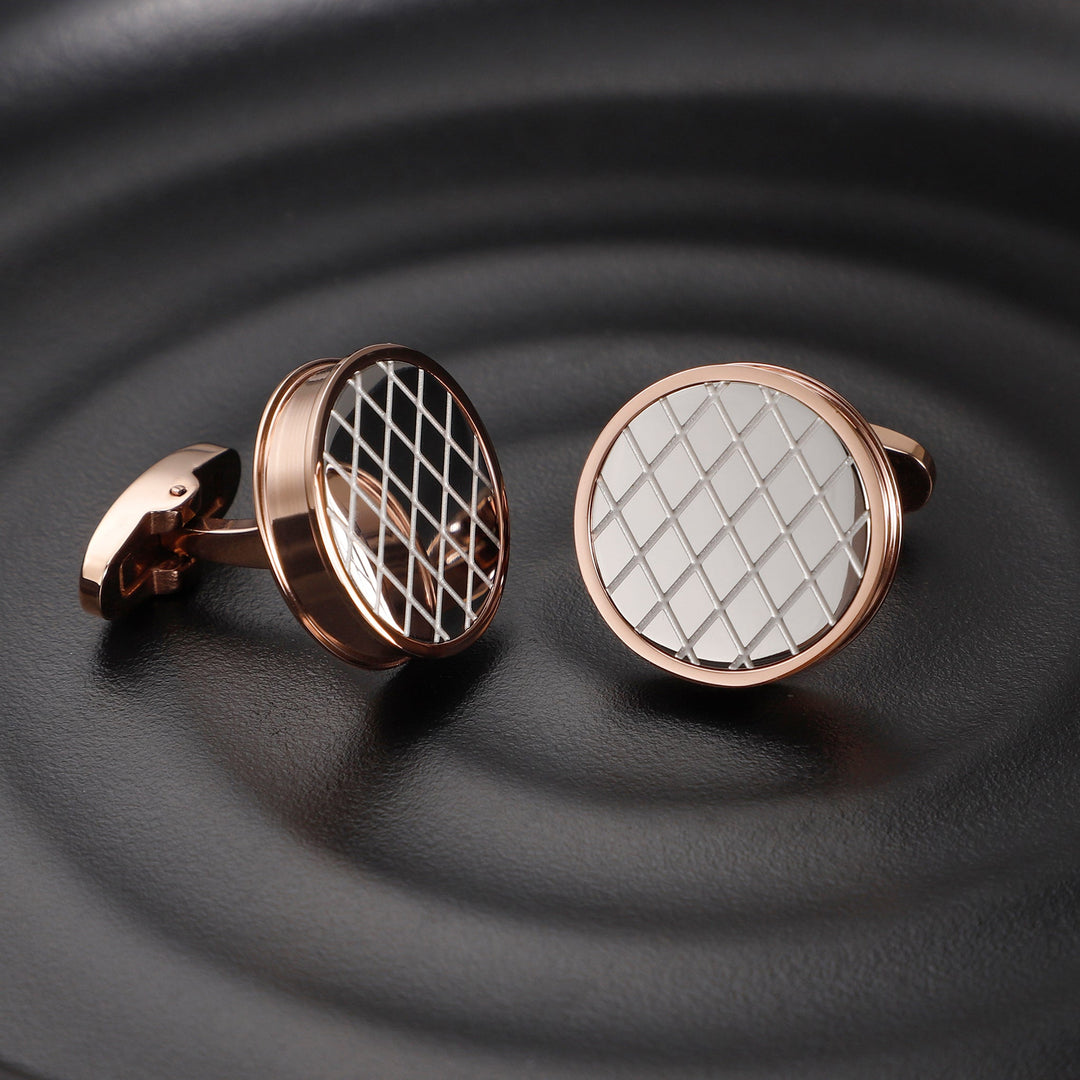 ZINK Men's Stainless Steel Rose Gold & Silver Cufflink | ZJCL004RG