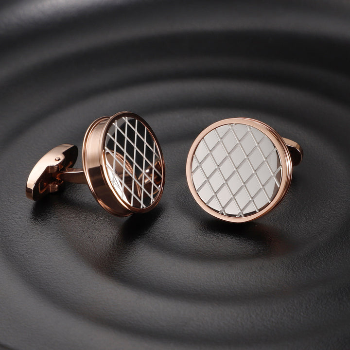 ZINK Men's Stainless Steel Rose Gold & Silver Cufflink | ZJCL004RG
