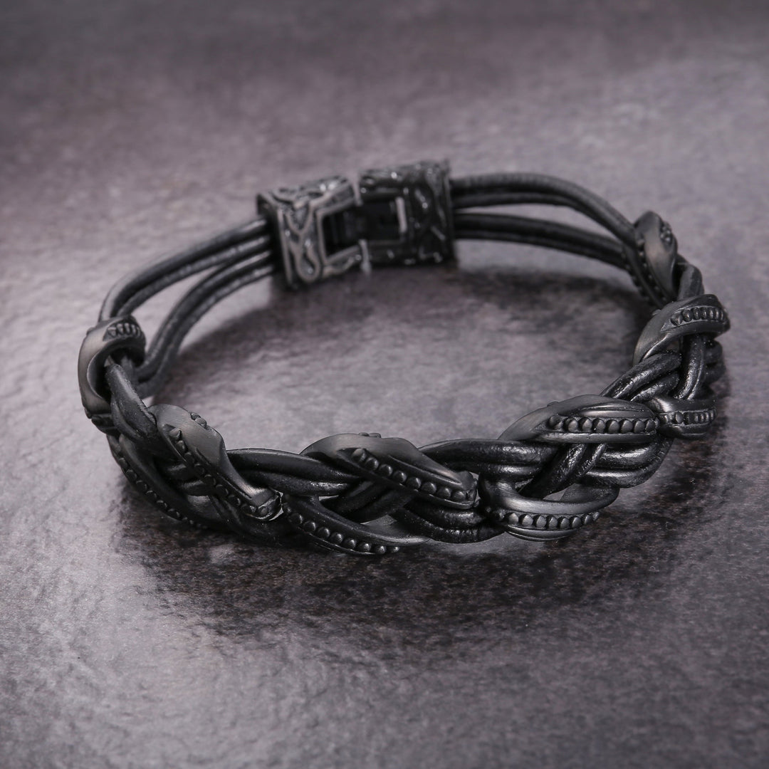 ZINK Men's Black Stainless Steel & Leather Bracelet | ZJBC0388