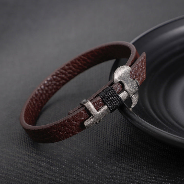 ZINK Men's Brown Stainless Steel & Leather Bracelet | ZJBC045BR