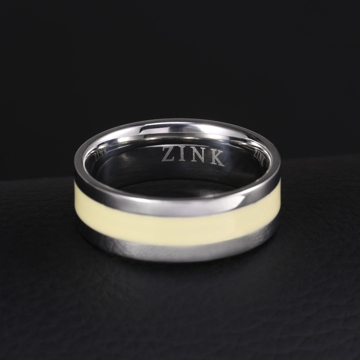 ZINK Men's Silver & Beige Stainless Steel Ring | ZJRG002SPW