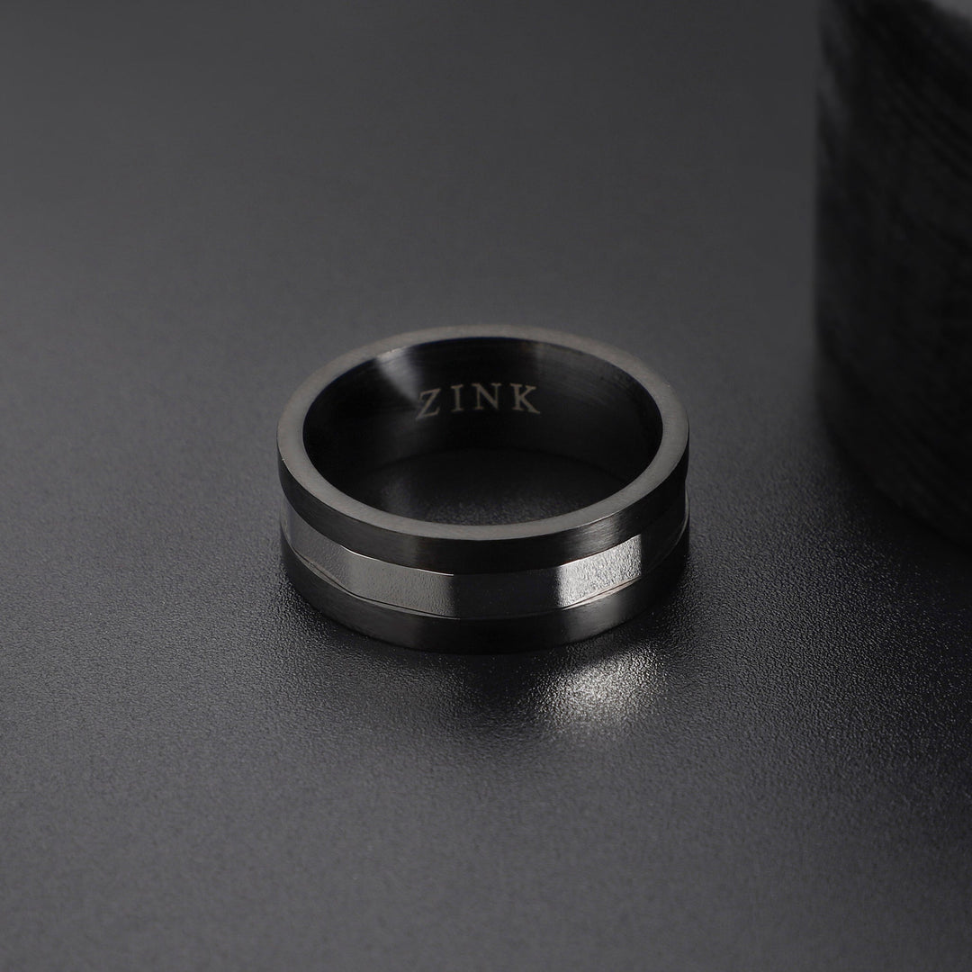 ZINK Men's Black & Silver Stainless Steel Ring | ZJRG037S