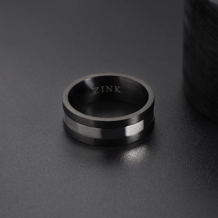 ZINK Men's Black & Silver Stainless Steel Ring | ZJRG037S