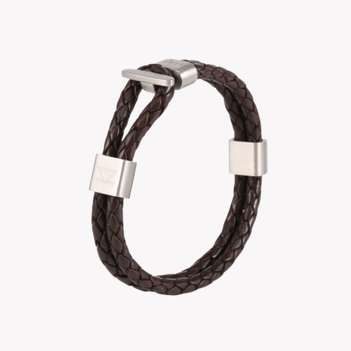 ZINK Men's Brown Stainless Steel & Leather Bracelet | ZJBC004SLBW