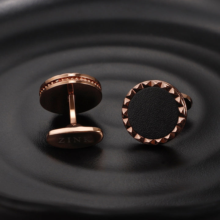 ZINK Men's Rose Gold & Black Cufflink | ZJCL003RG