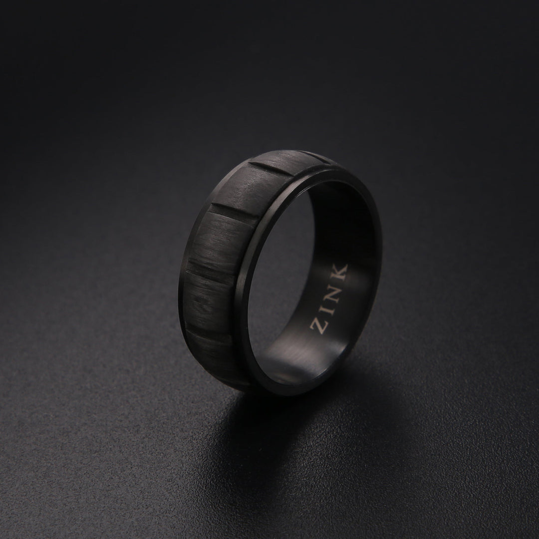 ZINK Men's Gun Stainless Steel & Carbon Fiber Ring | ZJRG028GN