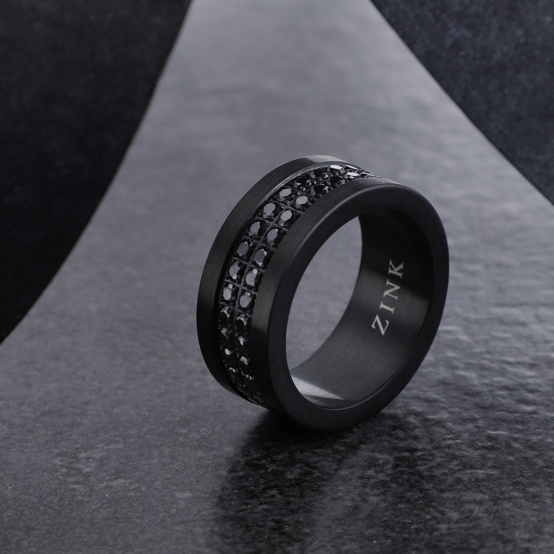 ZINK Men's Black Stainless Steel Ring | ZJRG044B