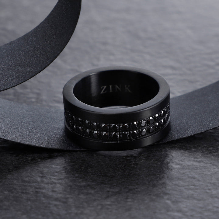 ZINK Men's Black Stainless Steel Ring | ZJRG044B