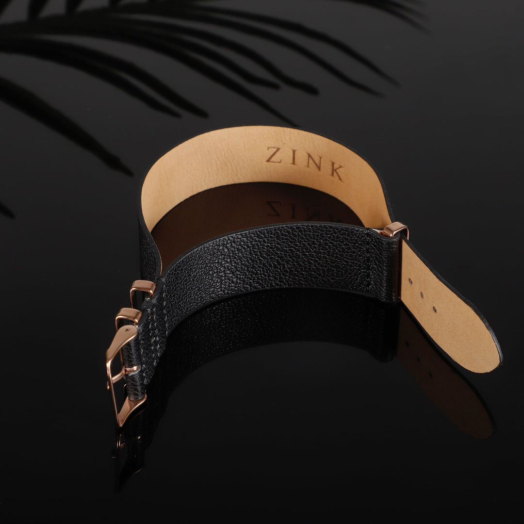 ZINK Men's Leather Watch Band - Black | ZLB001BWG